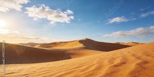 Golden Sand Dunes Under Bright Blue Sky