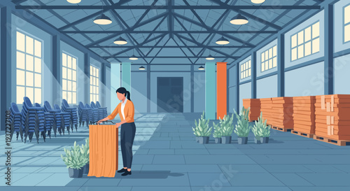 Warehouse Worker Managing Inventory.