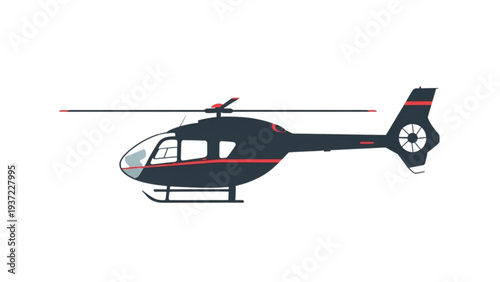 Medical Helicopter in Flight, Side View, Illustration, Aviation, Emergency
