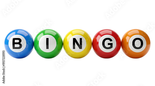 Colorful Bingo Balls Spelling BINGO isolated PNG with Transparent Background
