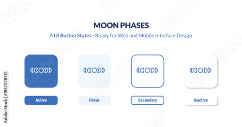 moon phases 4-state UI button. Outline icon kit from meteorology collection. Thin linear moon phases, moon, space editable vector. Minimal moon phases sign for web and mobile interface