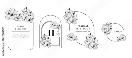 Luxury floral frame line art for elegant design, wedding invitation, thank you card, save the date card. Flower packaging and branding.
