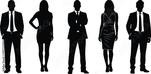 Business, people, silhouettes, men, women, corporate, team, professional, office, standing, businessman, businesswoman, leadership, career, workforce, corporate, people,