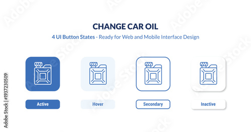 change car oil 4-state UI button. Outline icon kit from mechanicons collection. Thin linear change car oil, auto, car editable vector. Minimal change car oil sign for web and mobile interface