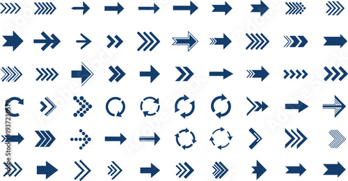 Arrow icons collection with direction arrows navigation symbols forward pointers refresh cycle and movement indicators vector set