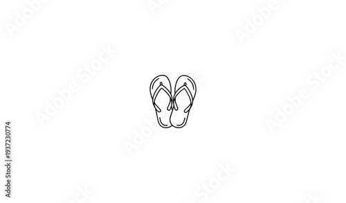 Minimal flip flops beach sandals outline icon vector isolated on white background