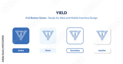 yield 4-state UI button. Outline icon kit from marketing collection. Thin linear yield, grain, plant editable vector. Minimal yield sign for web and mobile interface