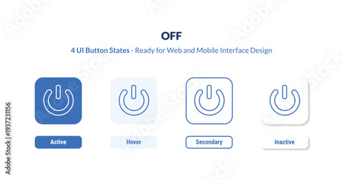 off 4-state UI button. Outline icon kit from marketing collection. Thin linear off, business, power editable vector. Minimal off sign for web and mobile interface