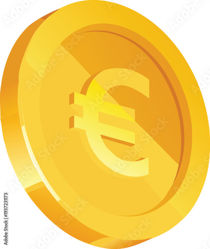 Golden euro coin currency symbol on shiny metallic surface for finance and business transactions  European money icon