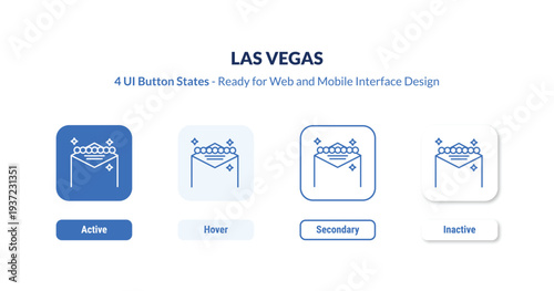 las vegas 4-state UI button. Outline icon kit from maps and flags collection. Thin linear las vegas, casino, vegas editable vector. Minimal las vegas sign for web and mobile interface
