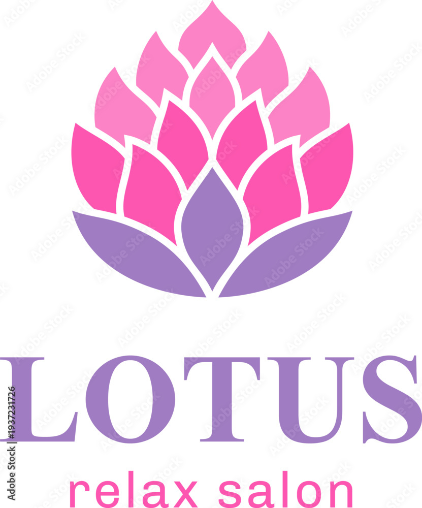 Fototapeta premium Lotus relax salon logo. Blooming flower emblem