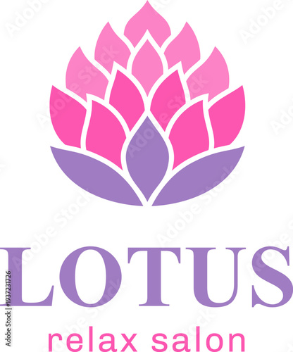Lotus relax salon logo. Blooming flower emblem