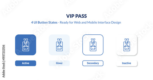 vip pass 4-state UI button. Outline icon kit from luxury collection. Thin linear vip pass, pass, ticket editable vector. Minimal vip pass sign for web and mobile interface