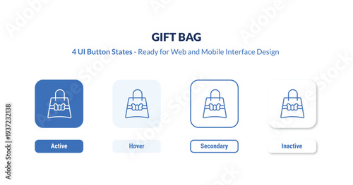 gift bag 4-state UI button. Outline icon kit from luxury collection. Thin linear gift bag, buy, bag editable vector. Minimal gift bag sign for web and mobile interface