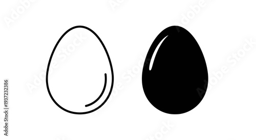 Minimalist flat vector illustration of egg icons displayed side by side.