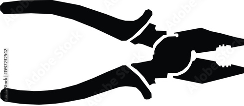 Black silhouette of a common plier for repairing. 