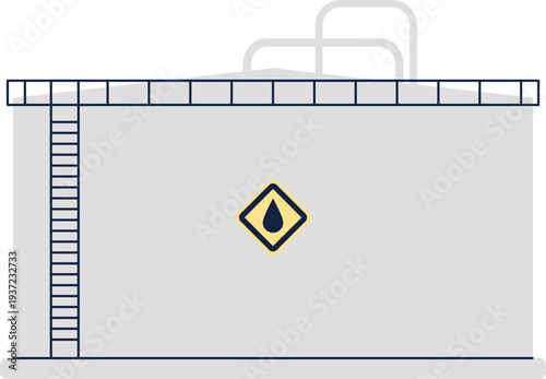 Oil tank storage. Industrial fuel container color icon