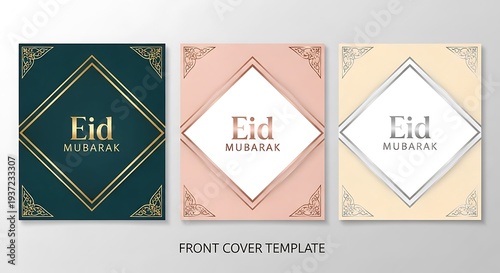 Wallpaper Mural Set of three Eid Mubarak card templates with diamond shapes and decorative corners Torontodigital.ca
