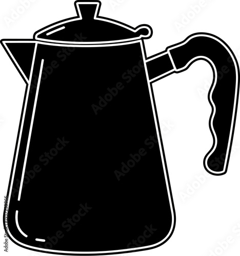 stylized illustration of a classic stovetop espresso coffee pot with a white outline