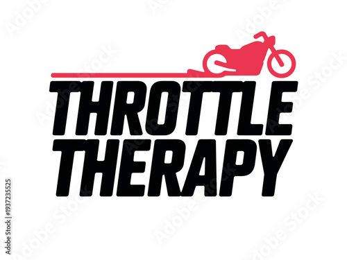 Throttle Therapy Logo with Motorcycle Graphic and Bold Typography
