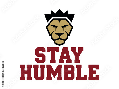 Lion Head Logo with Stay Humble Text on White Background