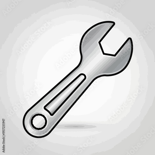 Elegant Silver Spanner Wrench Tool Vector Icon for Repair Services and Mechanical Engineering Projects