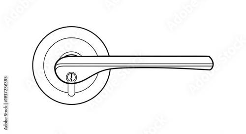 Detailed illustration of a door handle, showcasing its design and functionality.