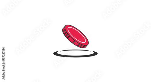 A Red Coin Floating Over a Black Ring Symbolizing Concept of Choice and Chance
