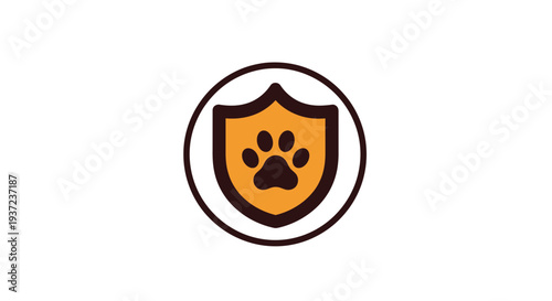 A Paw Print Shield Represents Pet Safety, Protection, and Assurance with a Modern Design