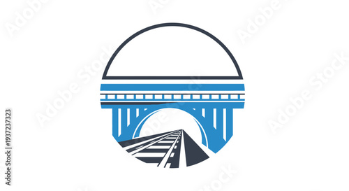Abstract Bridge and Railway Illustration Symbolic of Transportation and Connectivity Design