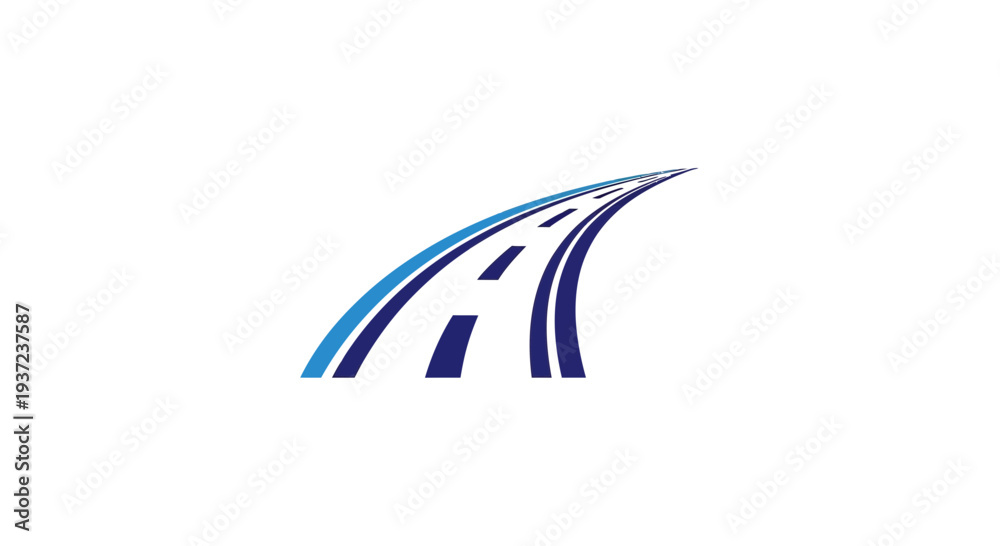 Fototapeta premium Abstract Curved Road Design Representing Forward Movement And Digital Connectivity