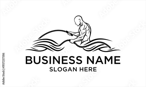 Muscular man fishing in water waves, a strong and determined angler in action.