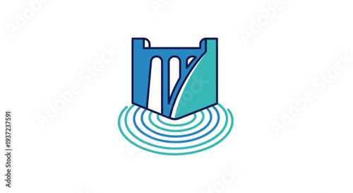 Abstract Dam Symbol Representing Water Power and Eco-Friendly Energy Production