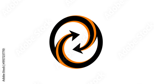 Abstract Arrow Design Suggesting Rotation, Renewal, and Interconnectedness on White Background
