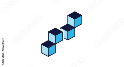 Abstract Digital Artwork of Blue Cubes in Connection, Modern, Minimalist and Sleek Design