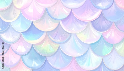 Iridescent scales in pastel pinks, blues and purples creating an abstract, shimmering, fantasy-like pattern