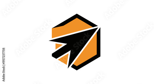 Abstract Arrow Design Within Hexagon Representing Direction, Focus, and Modernity