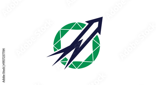 Abstract Arrow Design Within a Geometric Green Circle Symbolizing Growth and Development