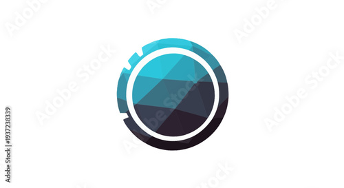 Abstract Geometric Badge With Polygon Pattern, Isolated on Clean White Background