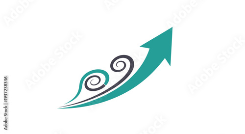 Free Download Abstract Arrow Rising Upward With Decorative Swirls Representing Growth and Development - GFXLoad