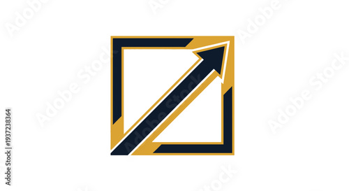 Abstract Arrow Rising Within A Square Frame, Showing Growth and Success Concept
