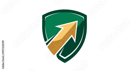 Abstract Arrow Rising Within Shield Symbolizing Growth, Protection, and Strategic Advancement