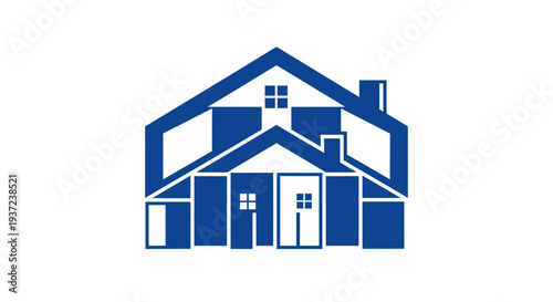 Abstract Geometric Blue House Logo Design, Perfect For Real Estate And Architecture Firms
