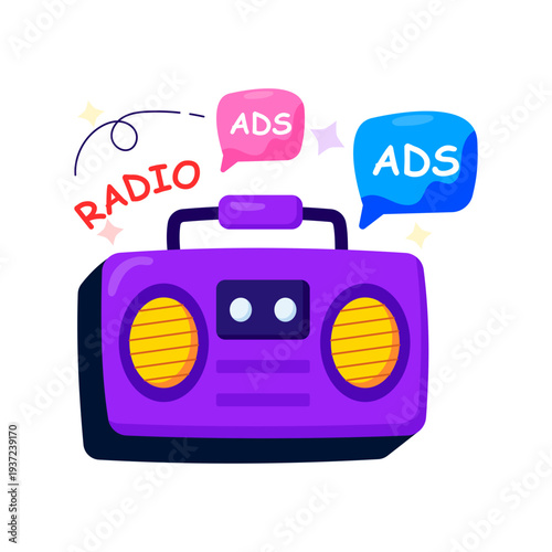 Creative design illustration of radio advertisement 