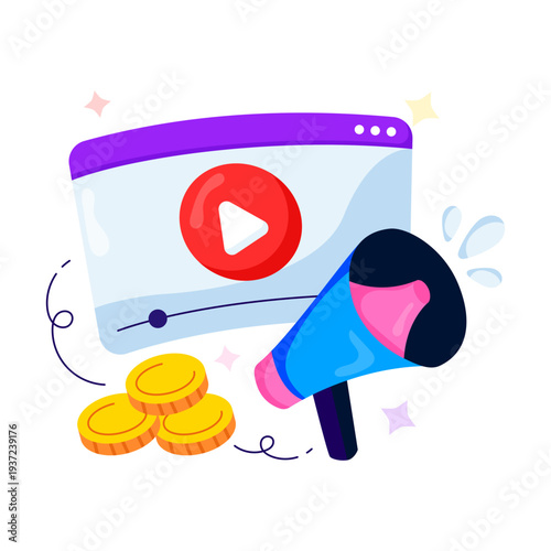 Editable design illustration of video earnings 