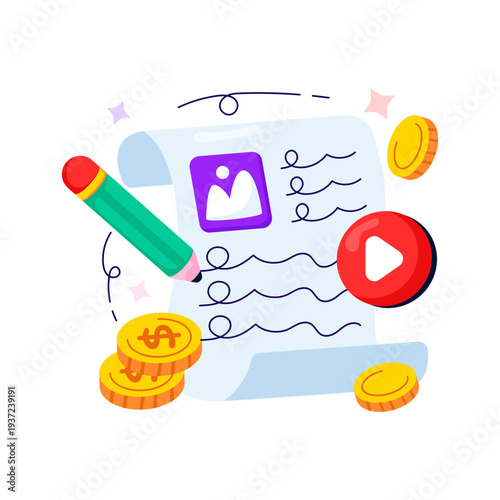 Trendy design illustration of paid content 