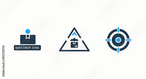 Safe Drop Zone and Target Icons for Logistics and Delivery Operations