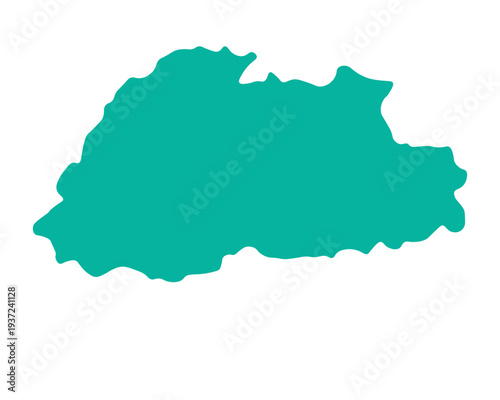 Map of Butane, sign silhouette. World Map Globe. Vector Illustration isolated on white background. Asian continent.