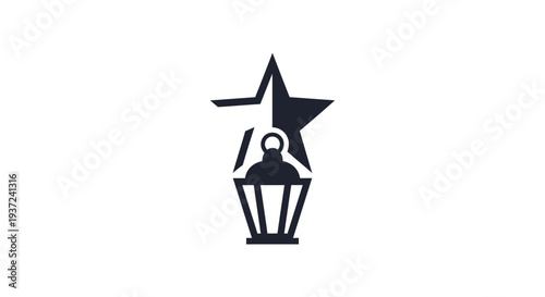 a black silhouette of a lantern with a star.