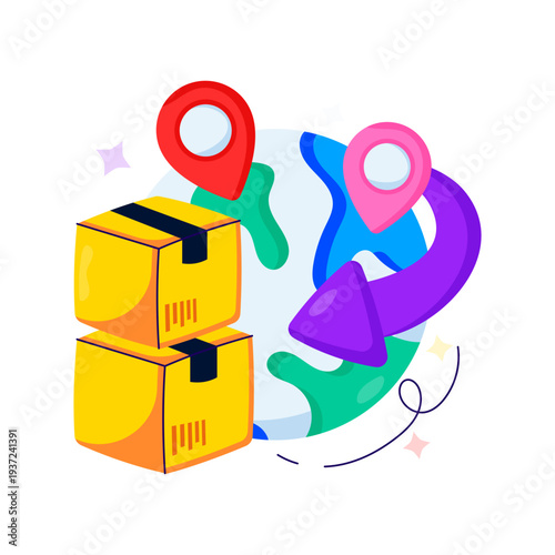 A perfect design illustration of global parcel location 